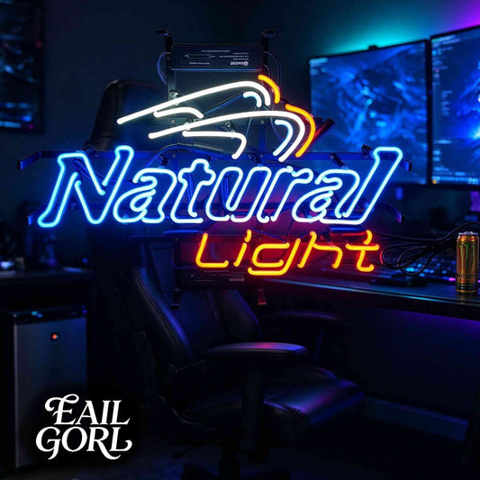 Natural Light Neon Sign, lit