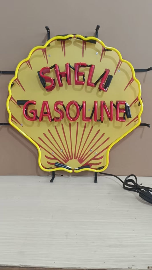 Vintage Shell Premium Gasoline Neon Sign - Handmade Real Glass Garage Decor