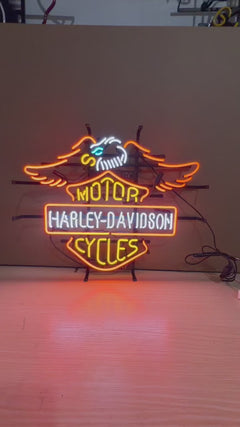 Harley-Davidson Motorcycles Neon Sign - Handmade Real Glass Garage & Man Cave Decor