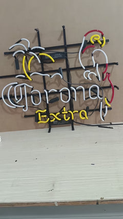 Corona Extra Palm & Flamingo Neon Sign - Tropical Tiki Bar Light for Home Bar & Patio