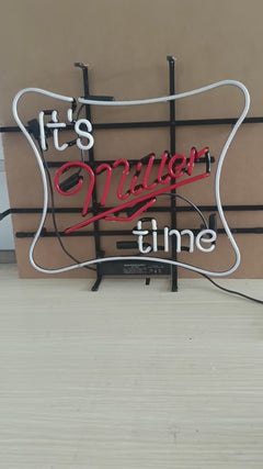 It's Miller Time Neon Sign - Retro Beer Script Light for Home Bar & Man Cave